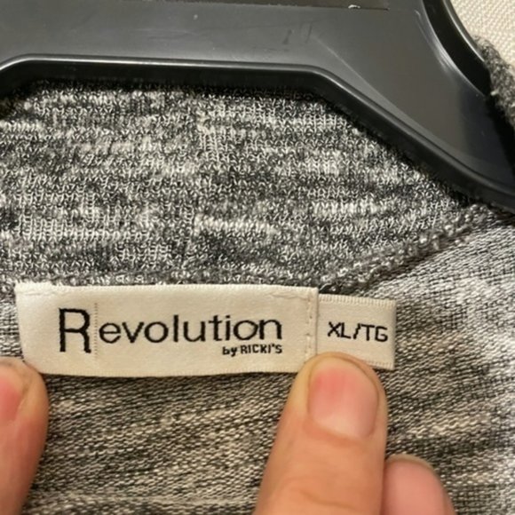 Revolution by Rickis Cardigan Heathered Grey Open Front Draped - Picture 2 of 8